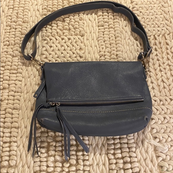 Roots Leather Fold-Over Bag Blue-Grey - Picture 6 of 16